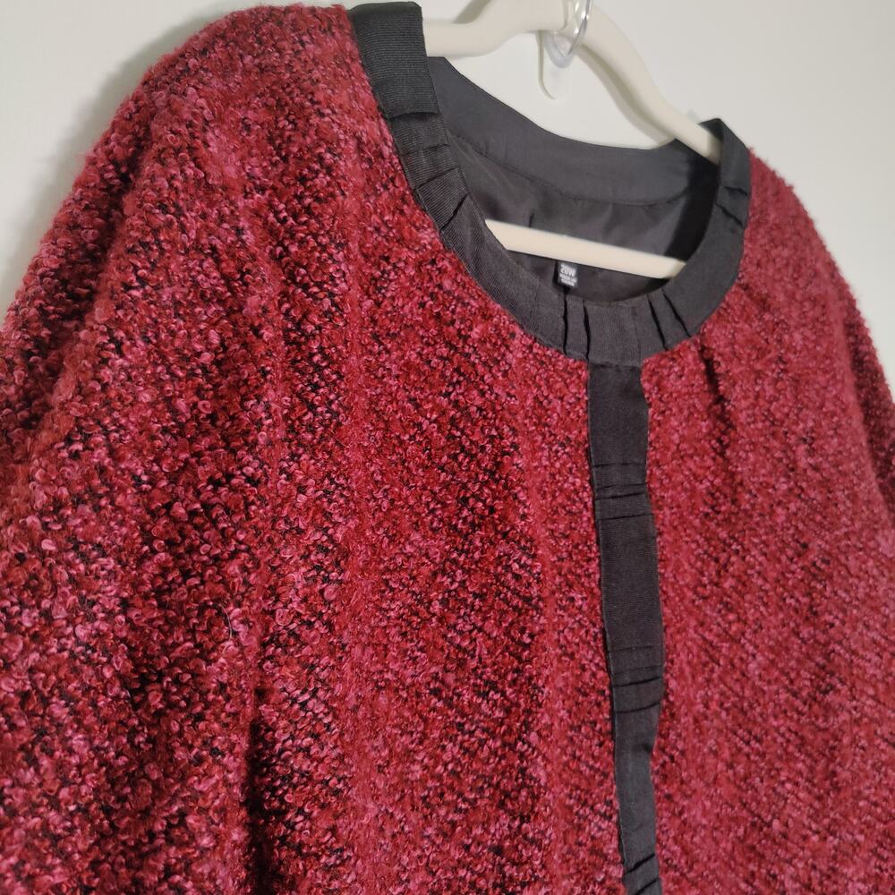 Rafaella Blazer Ribbon Trim Slub Knit Burgundy Plum Plus Size 20W Careerwear